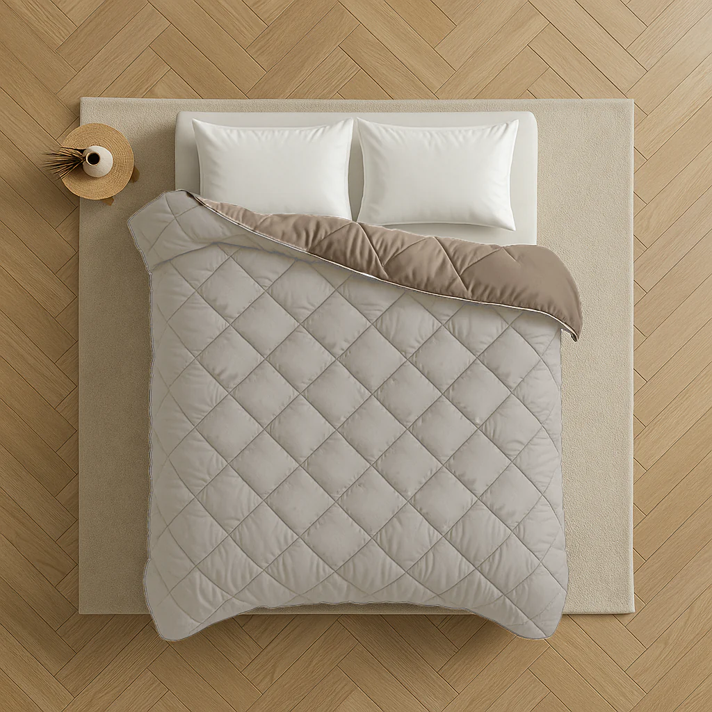 Y-NOT All Year Dekbed Offwhite / Taupe - Image 5