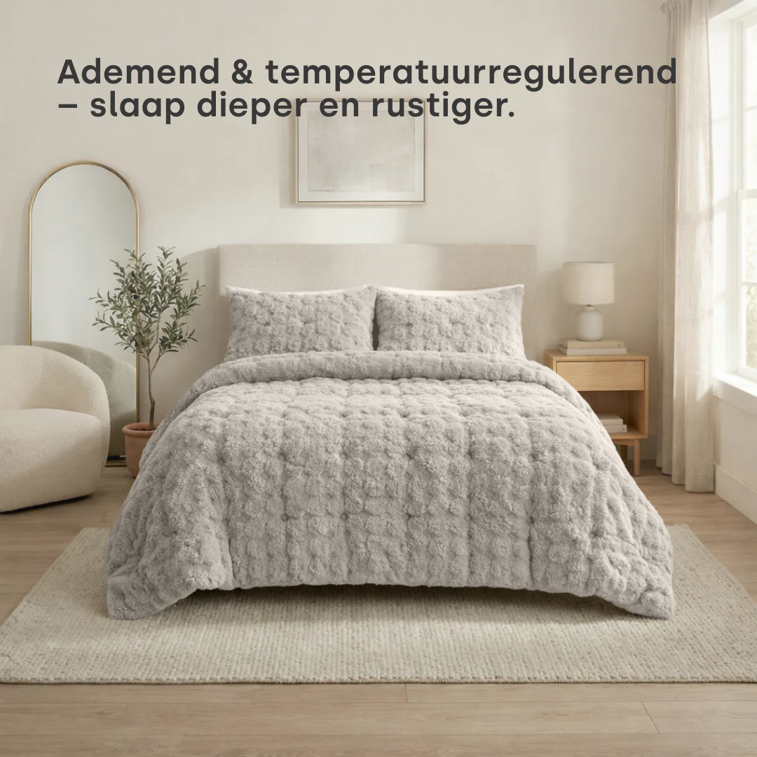 Y-NOT Pom Pom Fur Dekbed Greige - Image 5