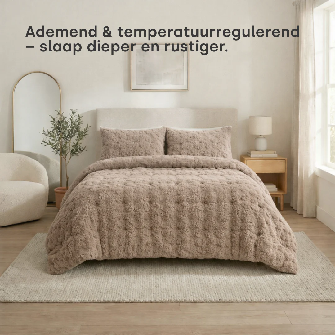 Y-NOT Pom Pom Fur Dekbed Taupe - Image 5