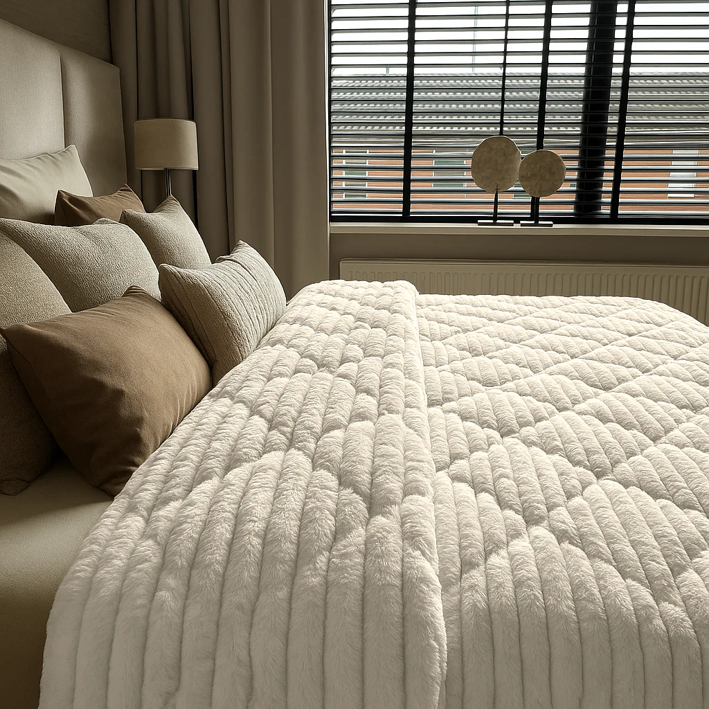 Y-NOT Teddy Chunky Rib Dekbed Cappuccino White - Image 10