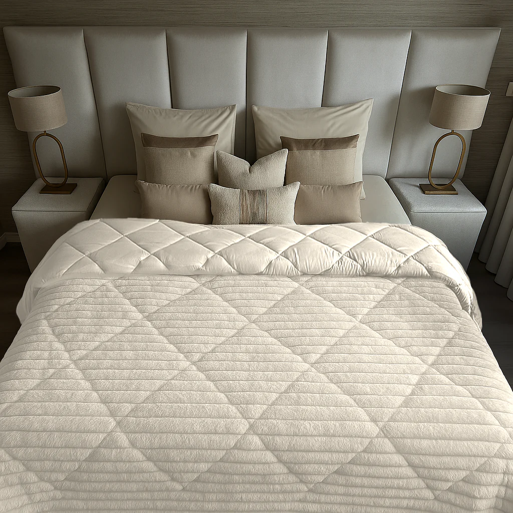 Y-NOT Teddy Chunky Rib Dekbed Cappuccino White - Image 3