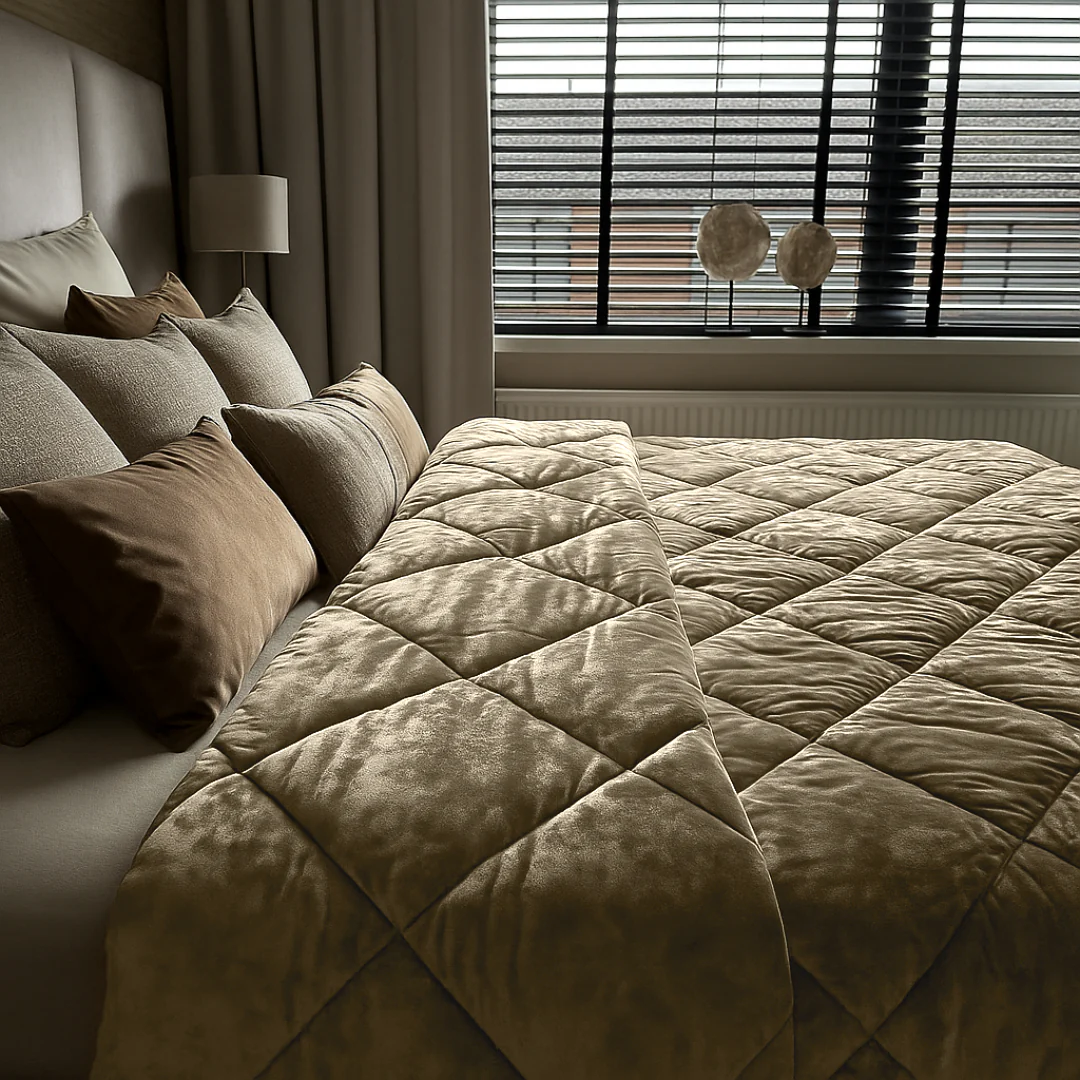 Y-NOT Zomerdekbed Velvet Chenille Taupe - Image 9