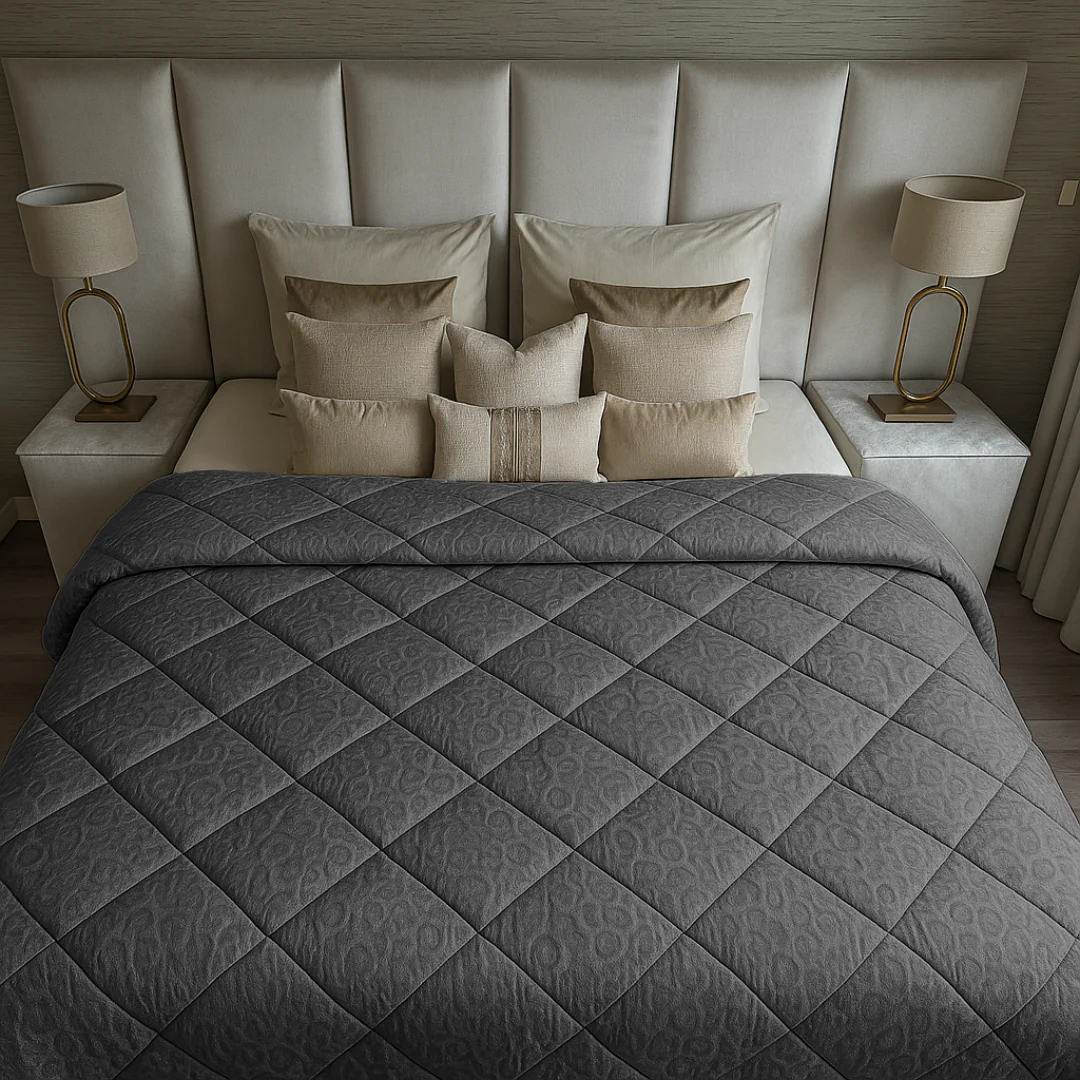 Y-NOT Zomerdekbed Velvet Panther Skin Dark Grey - Image 9