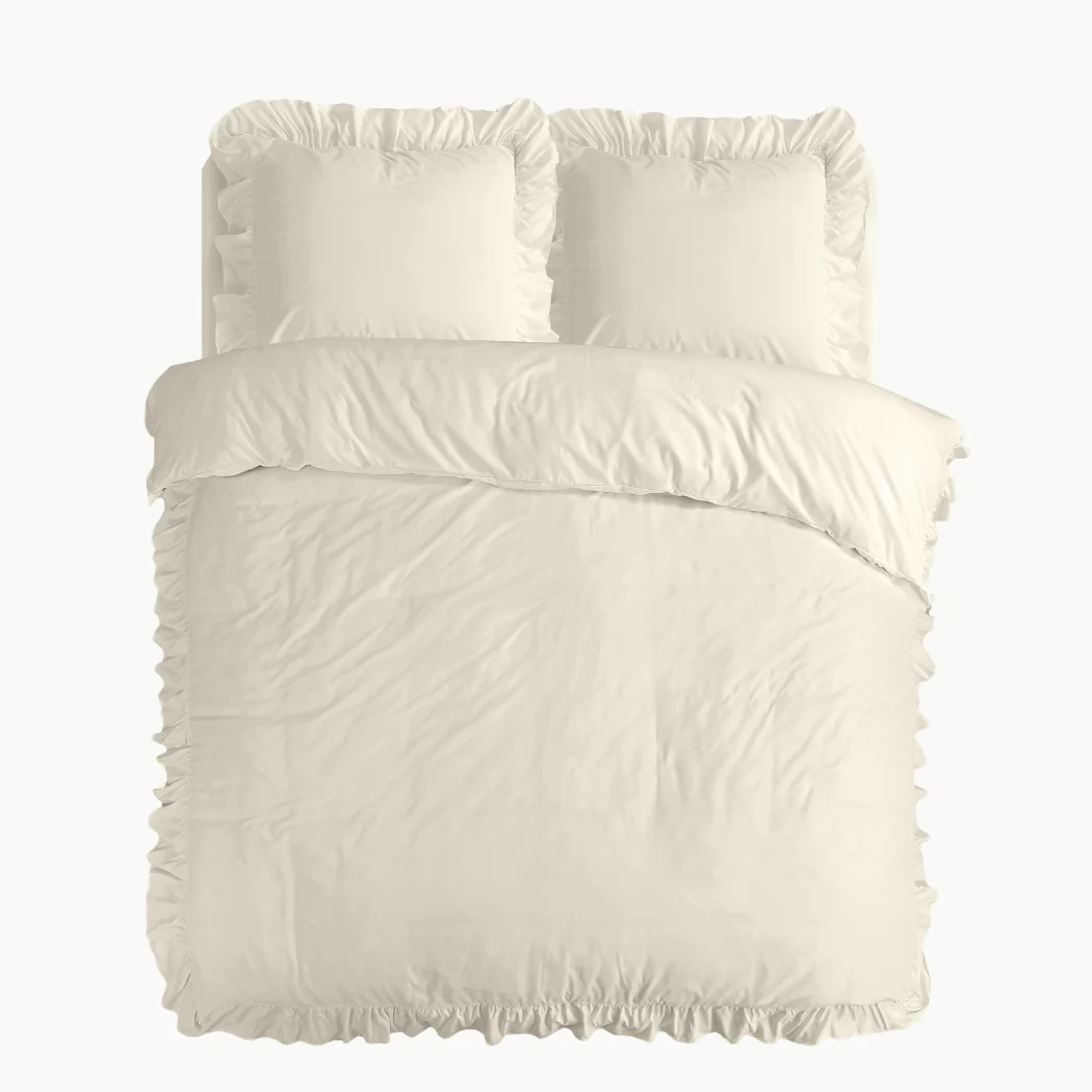 Dekbedovertrek Mat Satijn™ Ruffle / Ruche Vanilla White - Image 4