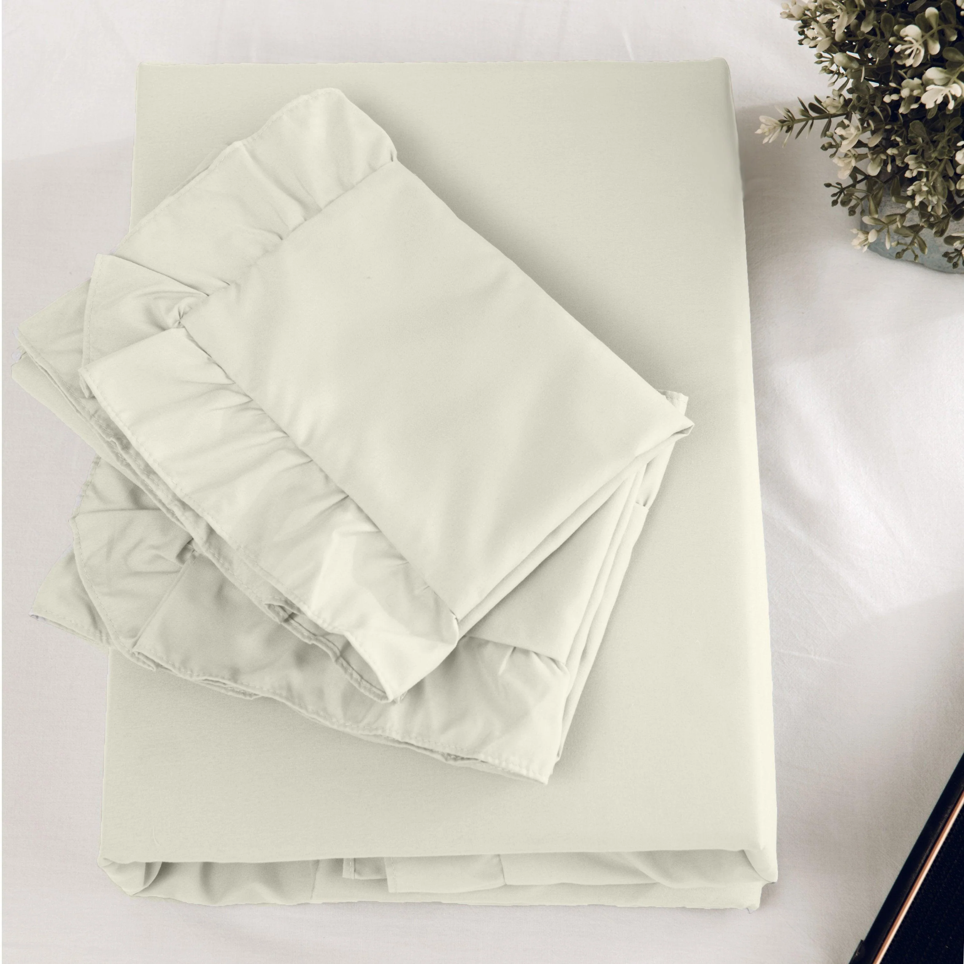 Dekbedovertrek Mat Satijn™ Ruffle / Ruche Vanilla White - Image 6