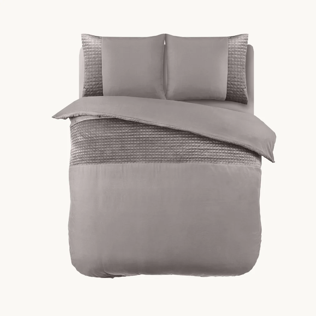 Dekbedovertrek set Velvet Border Iced Coffee Taupe - Image 7