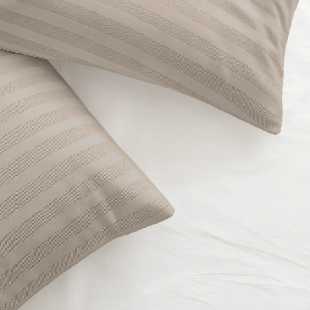 Y-NOT Kussenslopen Hotel Stripe Taupe 60x70cm 2-Pack - Image 2