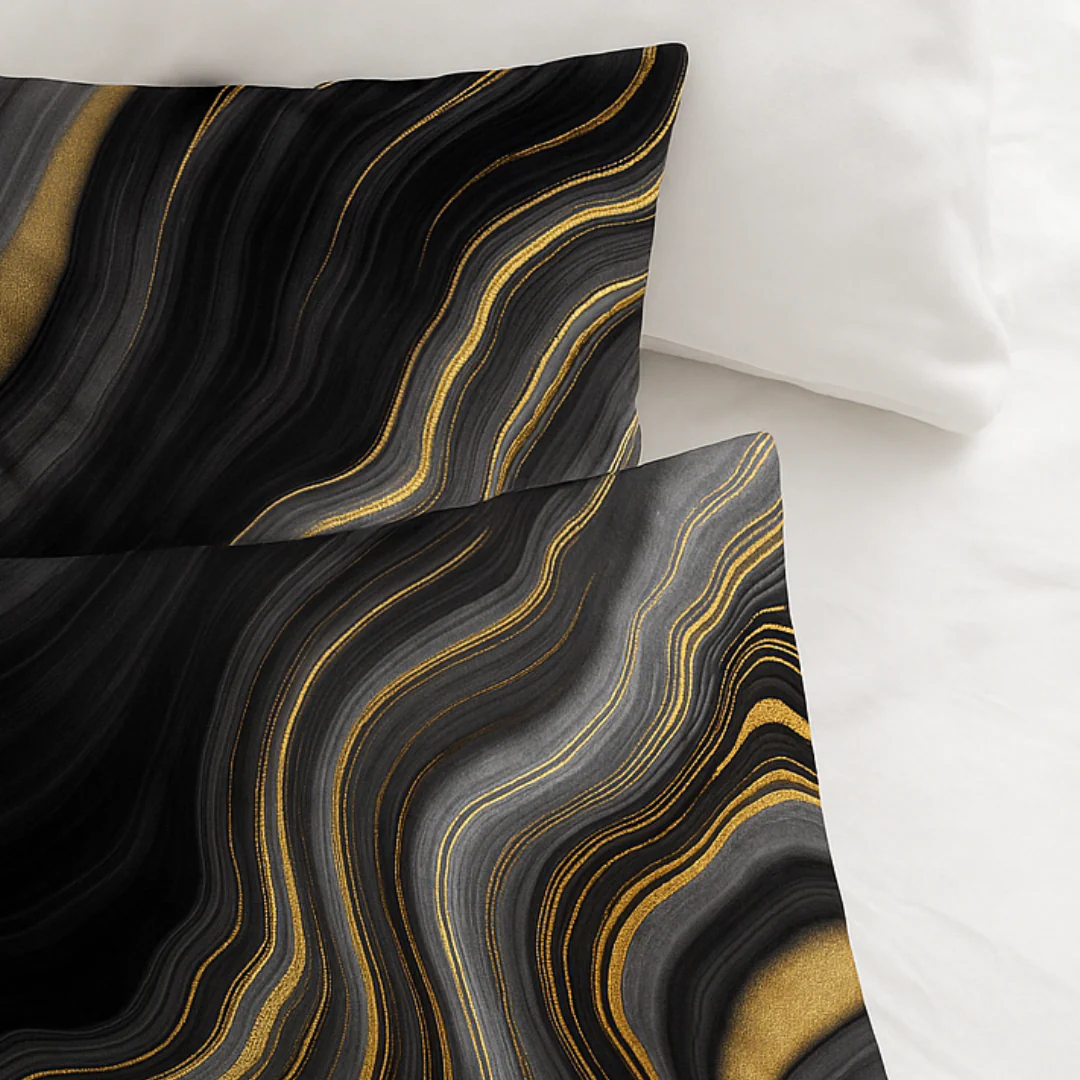 Y-NOT Kussenslopen Marmer Goud Zwart 60x70 cm 2-Pack - Image 3