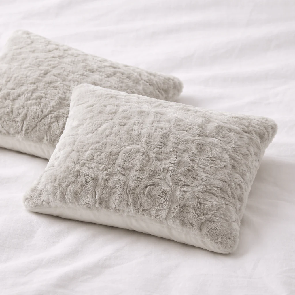 Y-NOT kussenslopen Pom Pom Fur Greige 60x70cm 2-Pack - Image 3