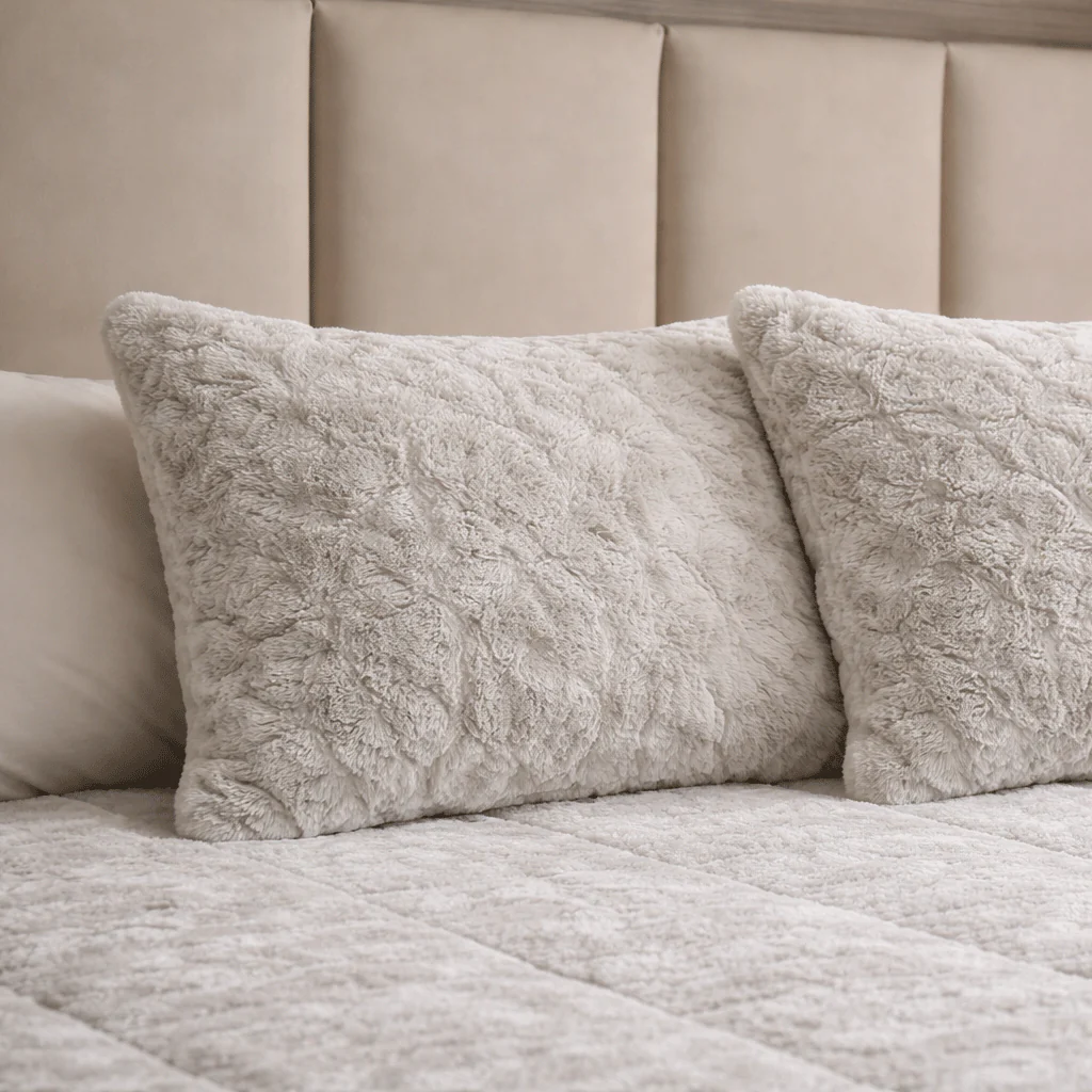 Y-NOT kussenslopen Pom Pom Fur Greige 60x70cm 2-Pack - Image 4