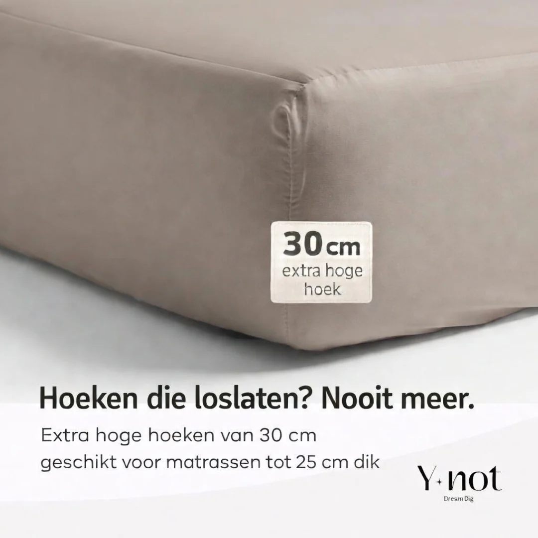 Matras Hoeslaken Premium Katoen Satijn Taupe - Image 4