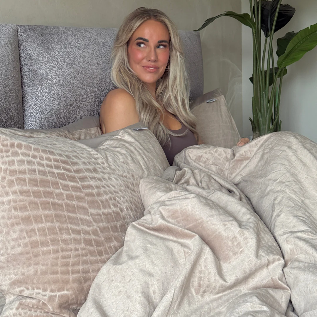 Matras Hoeslaken Velvet  Snake Skin - Desert Taupe - Image 11