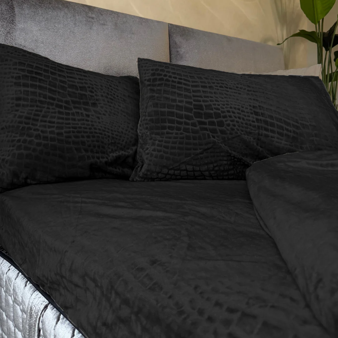 Matras Hoeslaken Velvet Snake Skin - Jet Black - Image 10