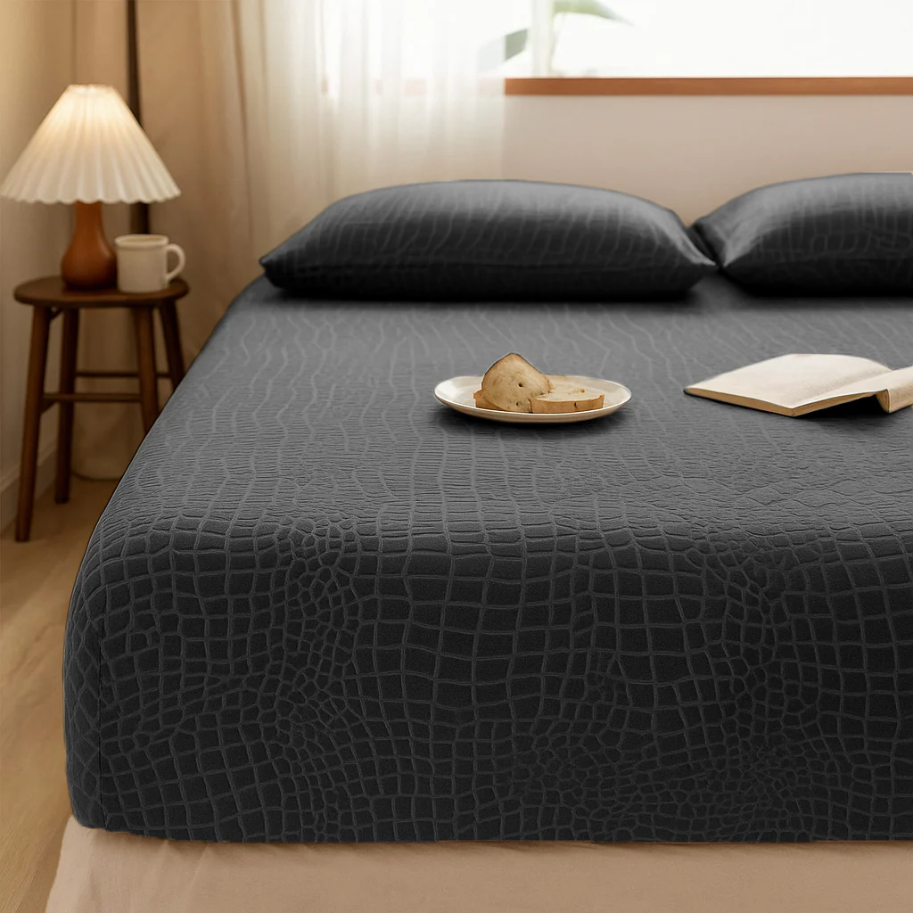 Matras Hoeslaken Velvet Snake Skin - Jet Black - Image 11