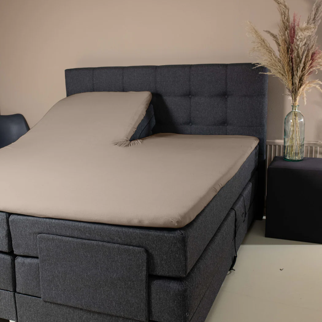 Splittopper Hoeslaken Premium Dubbel Jersey Katoen Taupe - Image 5