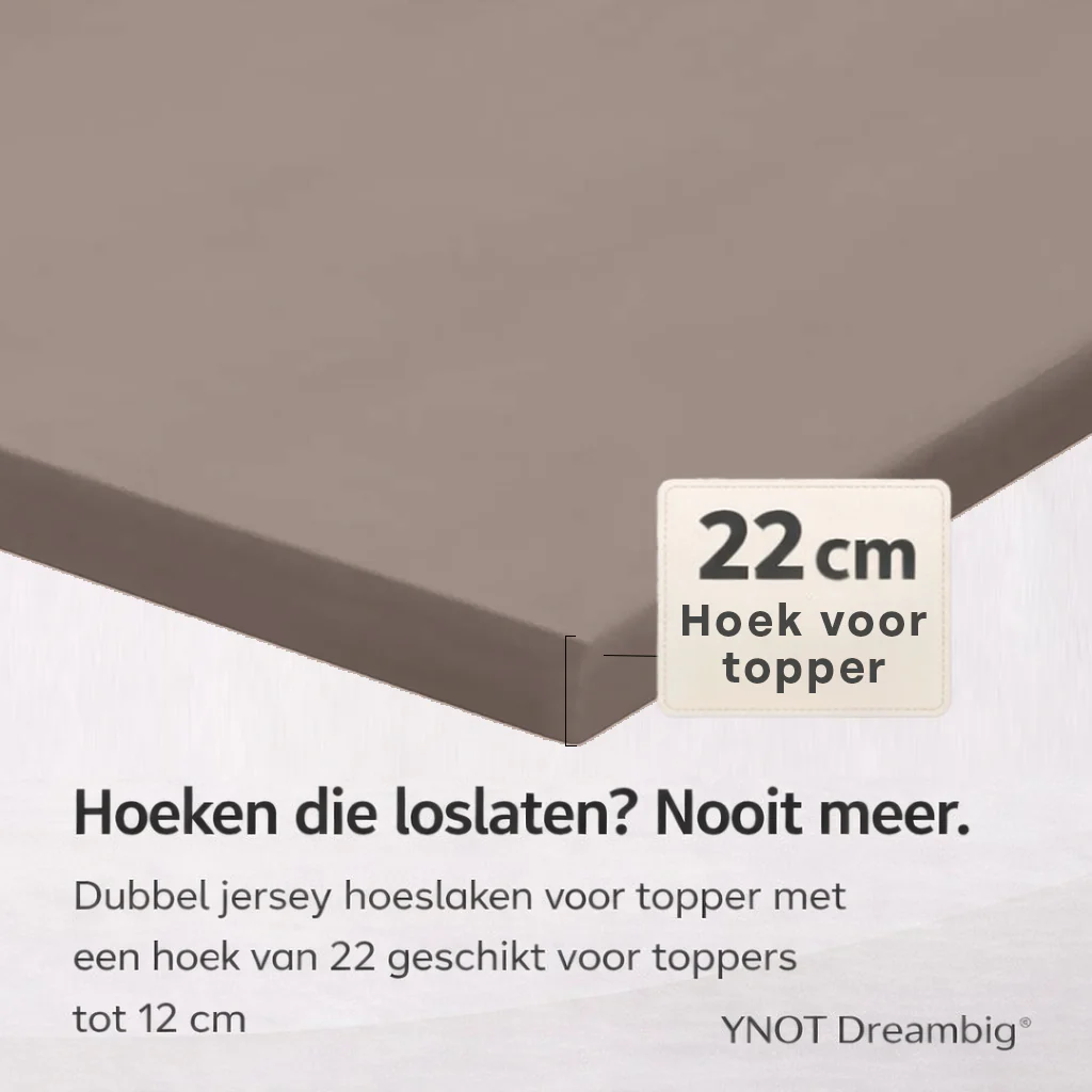 Topper Hoeslaken Premium Dubbel Jersey Katoen Taupe - Image 3