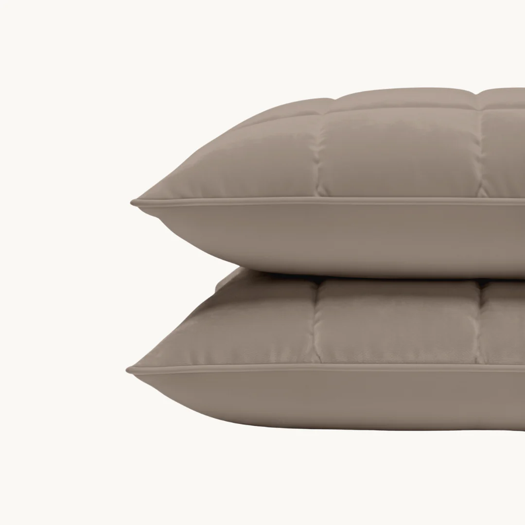 Y-NOT Kussenslopen Vol & Gevoerd Mat Satijn Taupe/Grey 2-Pack 60x70 cm - Image 3