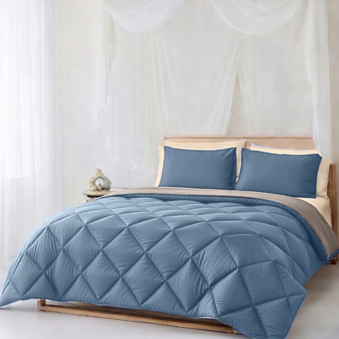 Y-NOT All Year Dekbed Bluestone / Taupe - Image 13