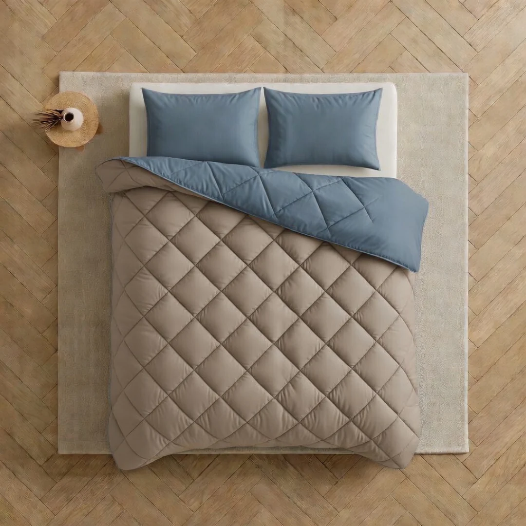 Y-NOT All Year Dekbed Bluestone / Taupe - Image 5