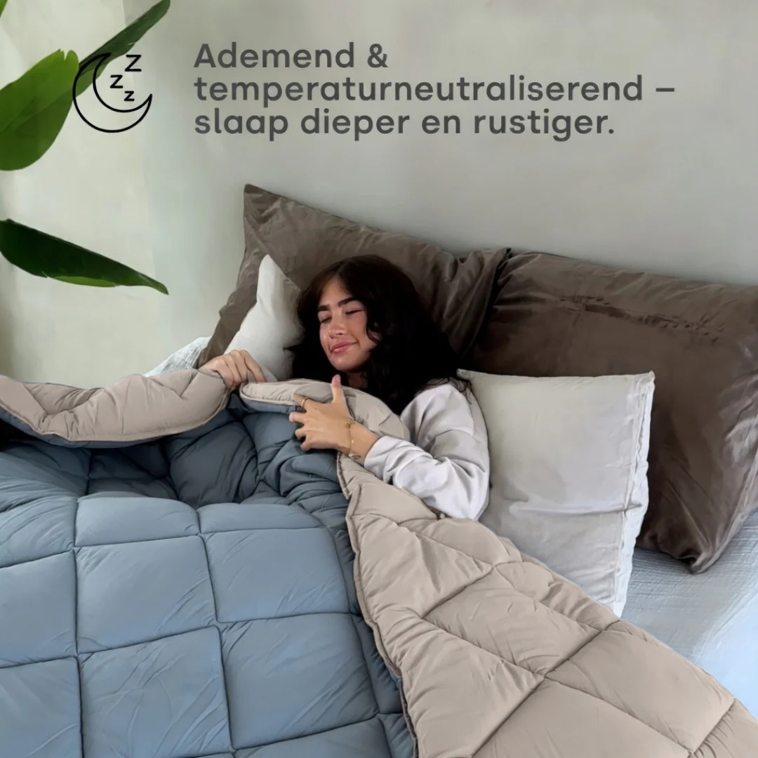 Y-NOT All Year Dekbed Bluestone / Taupe - Image 6