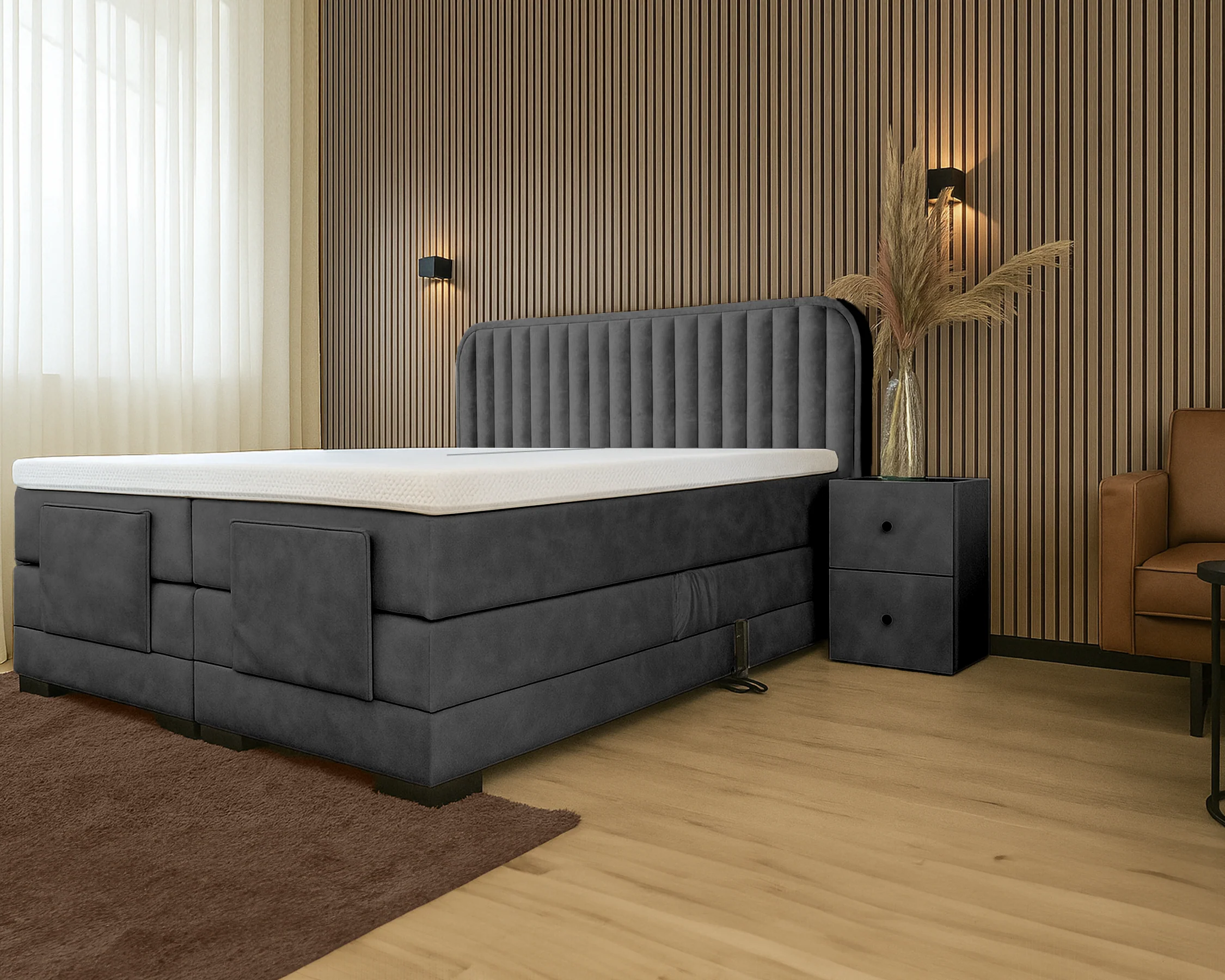 Y-NOT - Elektrische Boxspring - Japandi Rondo - Complete set - Nº32 Antraciet - Image 3